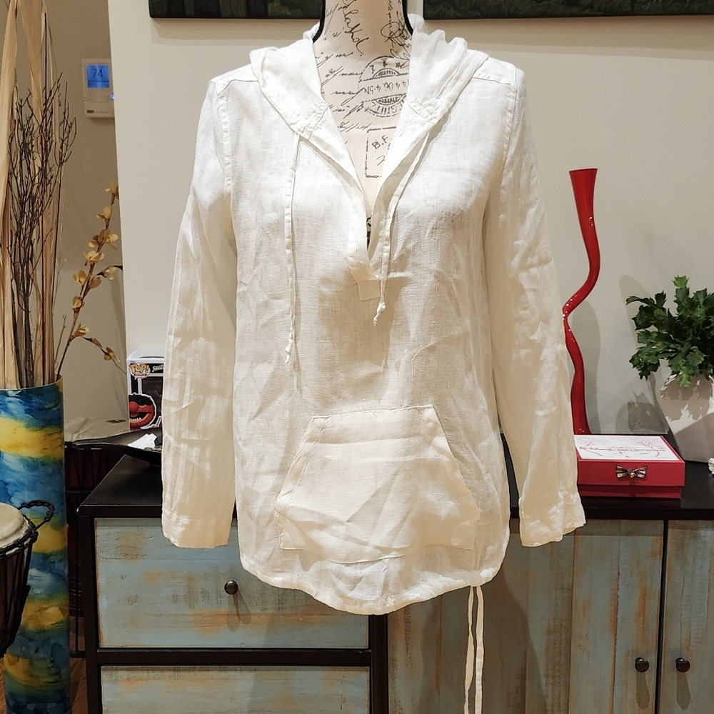 American Colors White Linen Hoodie